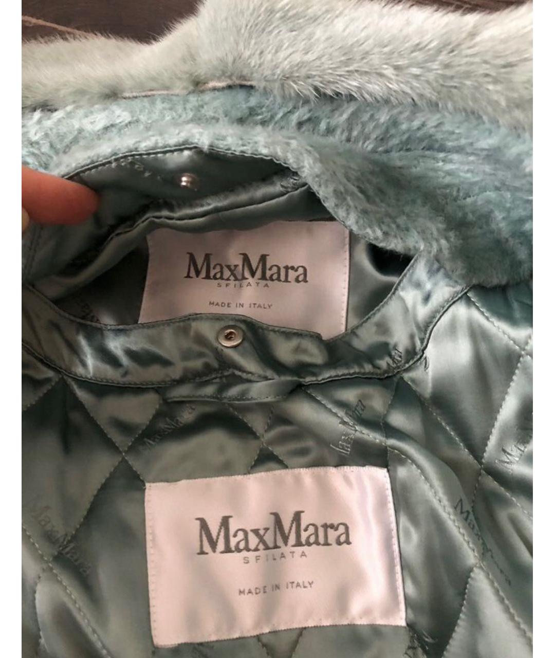 MAX MARA Бирюзовое меховое пальто, фото 6