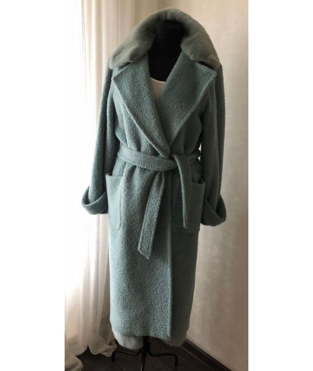 MAX MARA Бирюзовое меховое пальто, фото 9