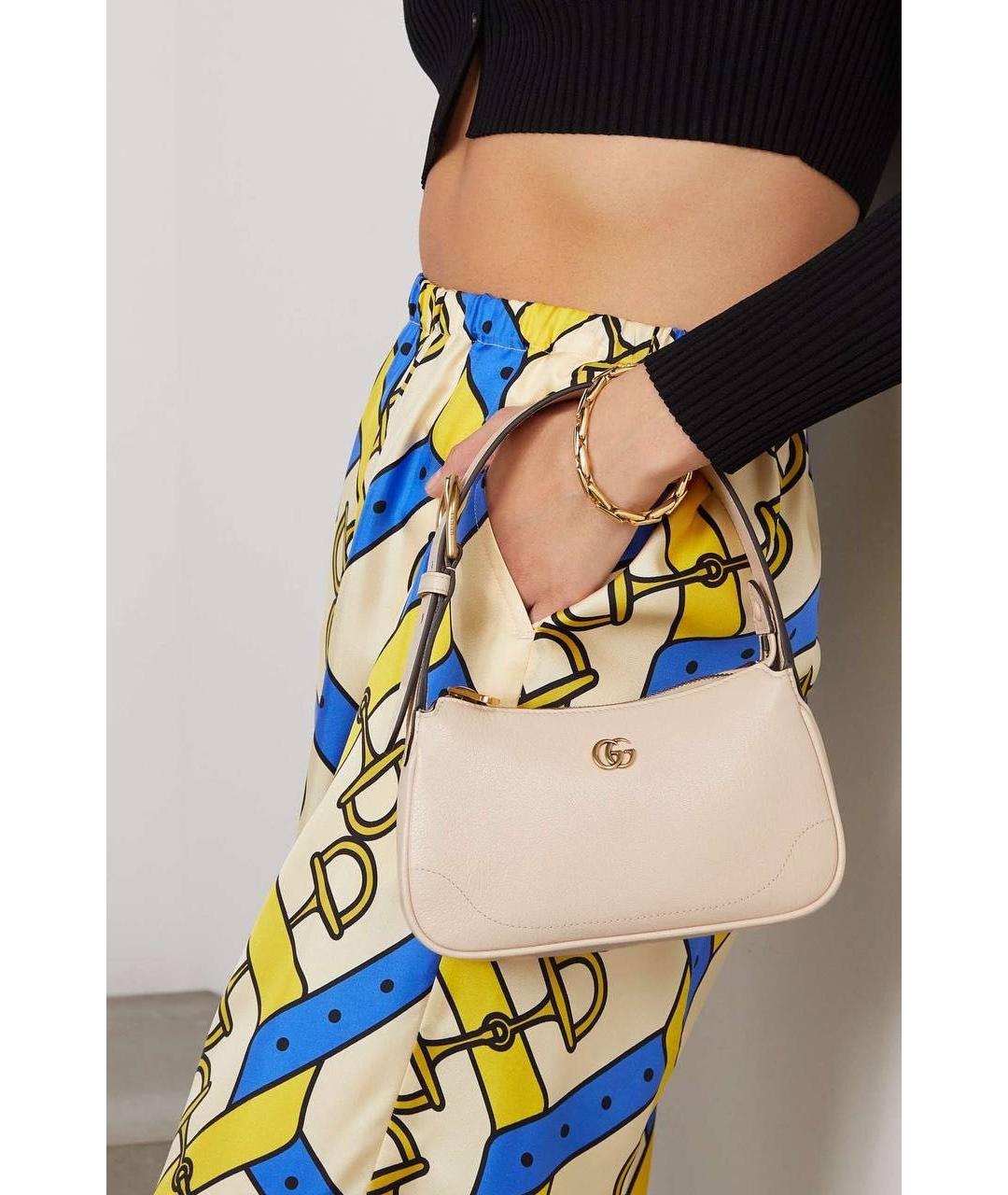 GUCCI Бежевая кожаная сумка с короткими ручками, фото 4