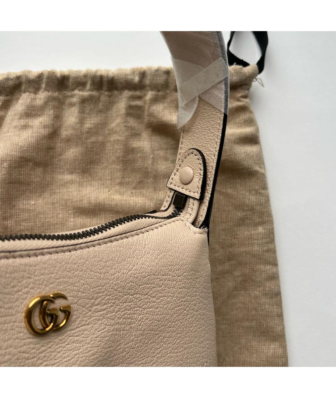 GUCCI Бежевая кожаная сумка с короткими ручками, фото 7