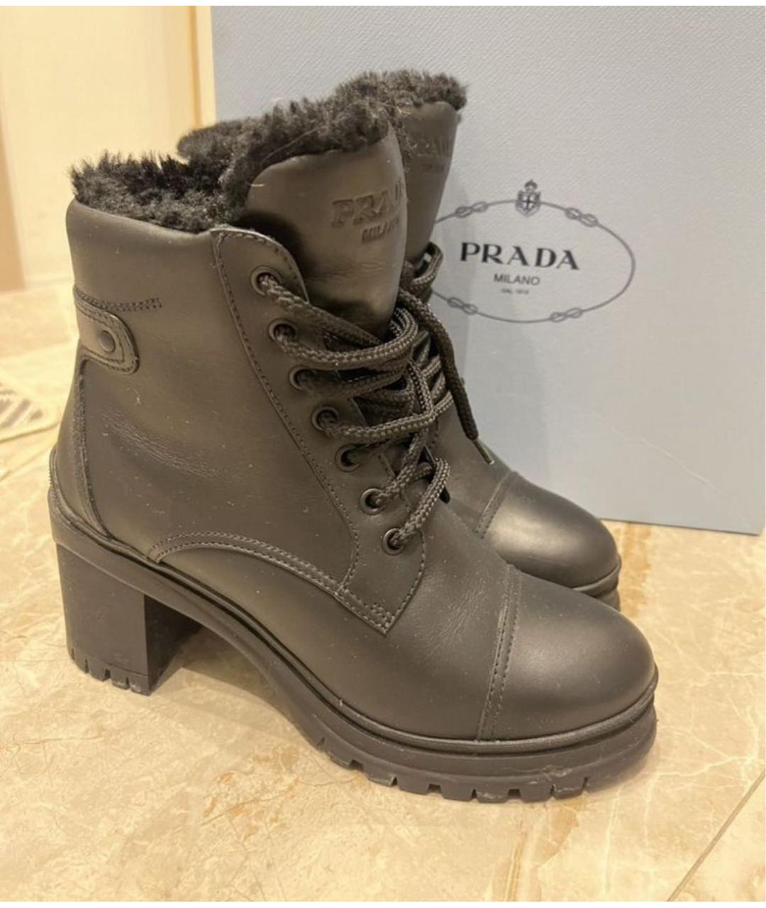 PRADA Черные кожаные ботильоны, фото 5