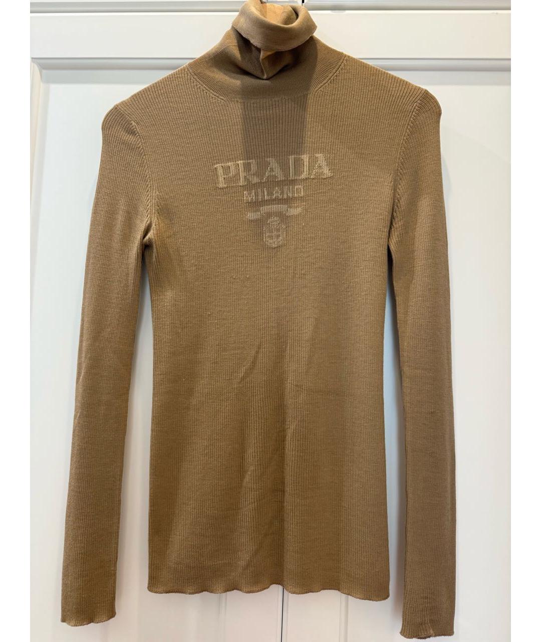 PRADA Бежевая хлопко-эластановая водолазка, фото 5