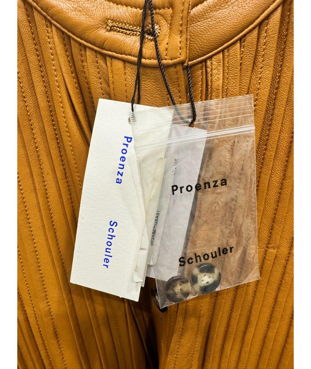 PROENZA SCHOULER Горчичное кожаное повседневное платье, фото 3