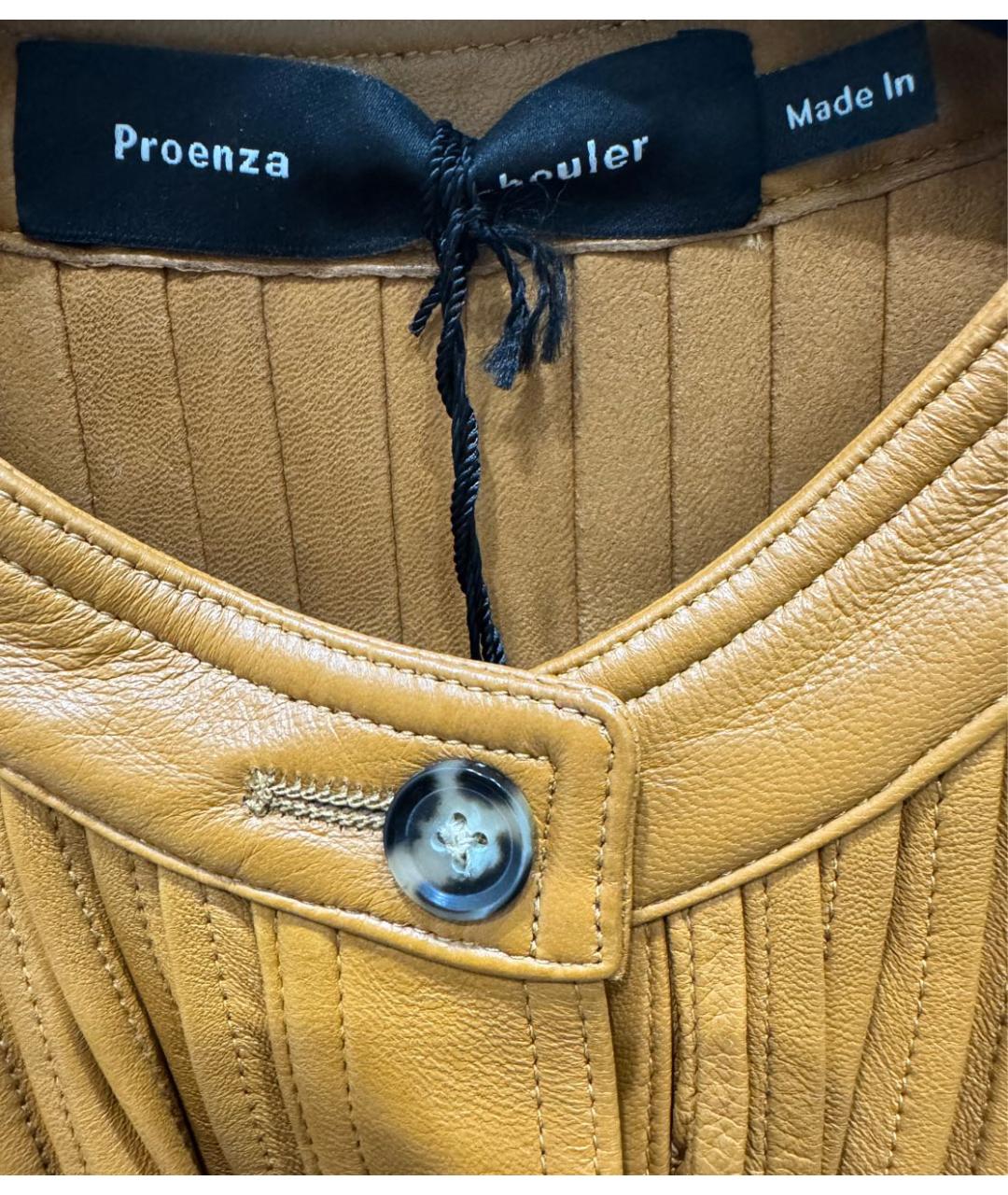 PROENZA SCHOULER Горчичное кожаное повседневное платье, фото 4
