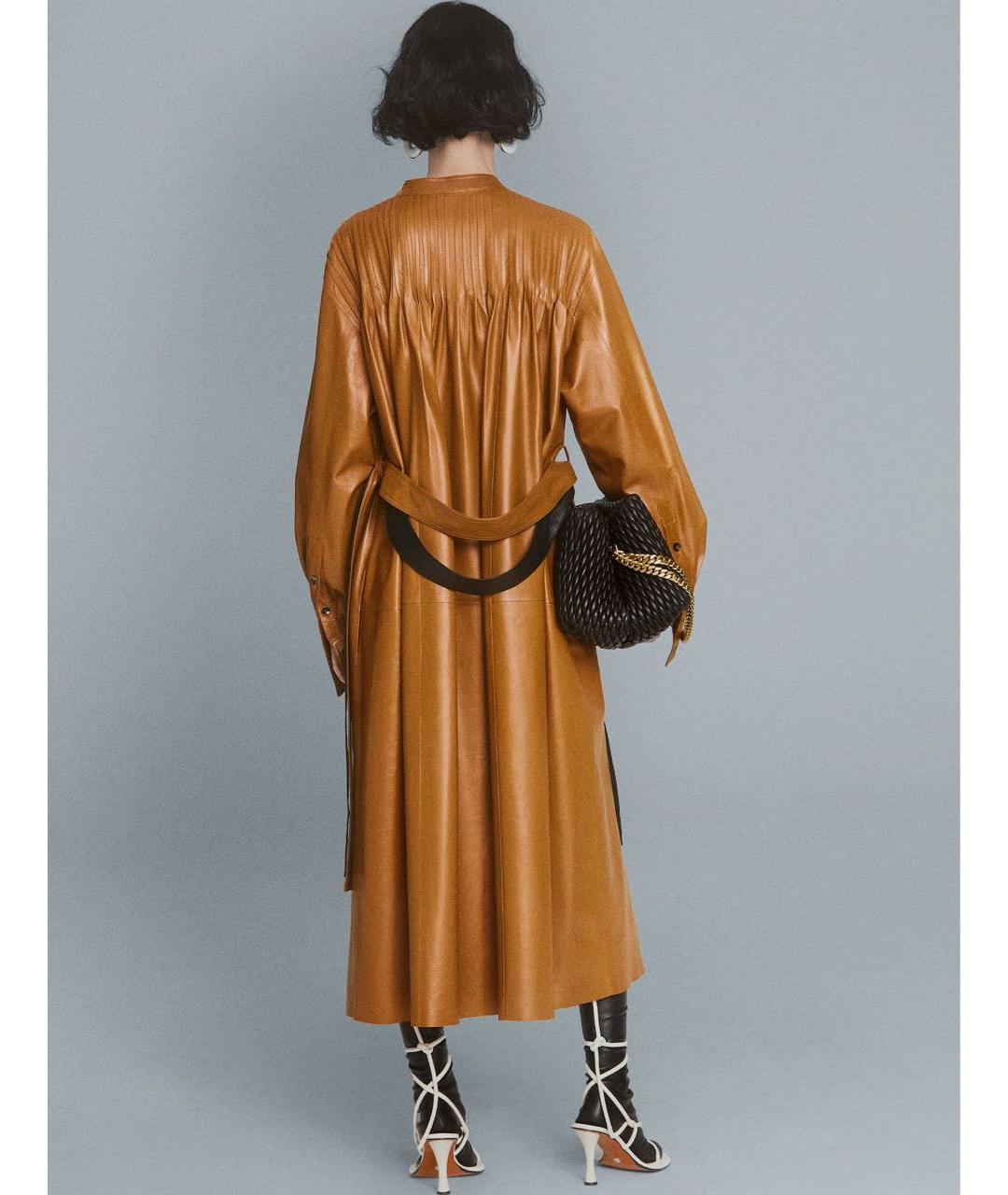 PROENZA SCHOULER Горчичное кожаное повседневное платье, фото 7
