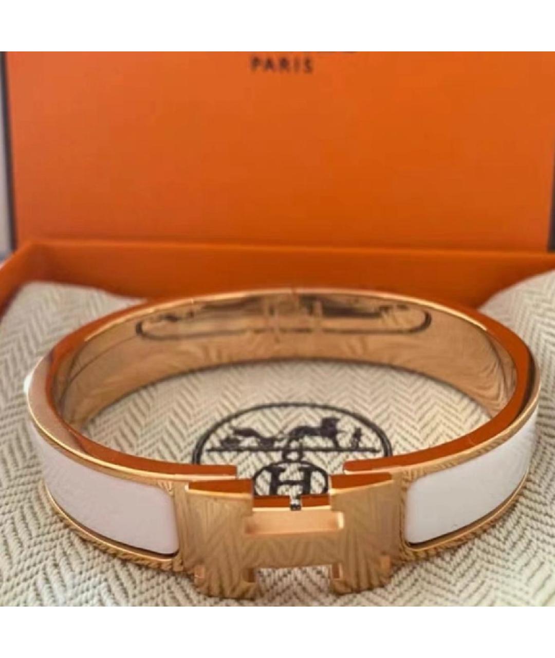HERMES Белый металлический браслет, фото 3