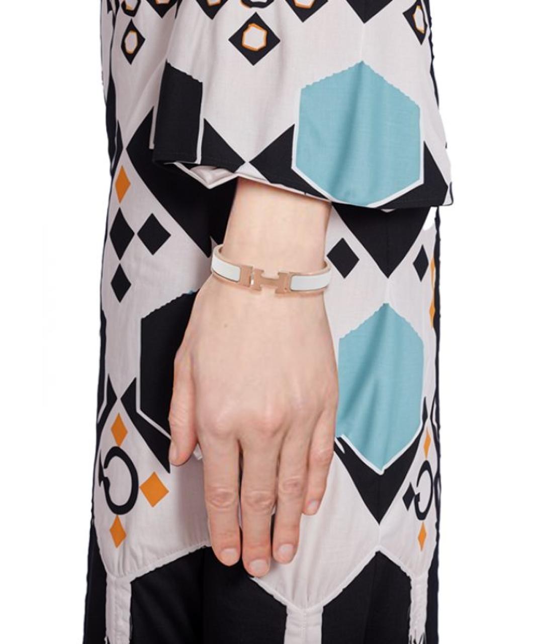 HERMES Белый металлический браслет, фото 6