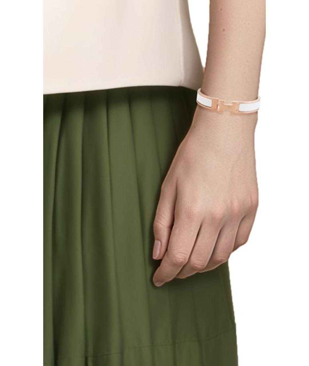 HERMES Белый металлический браслет, фото 5