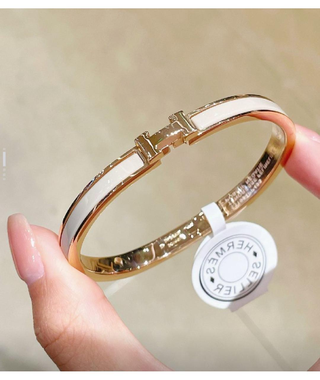 HERMES Белый металлический браслет, фото 4