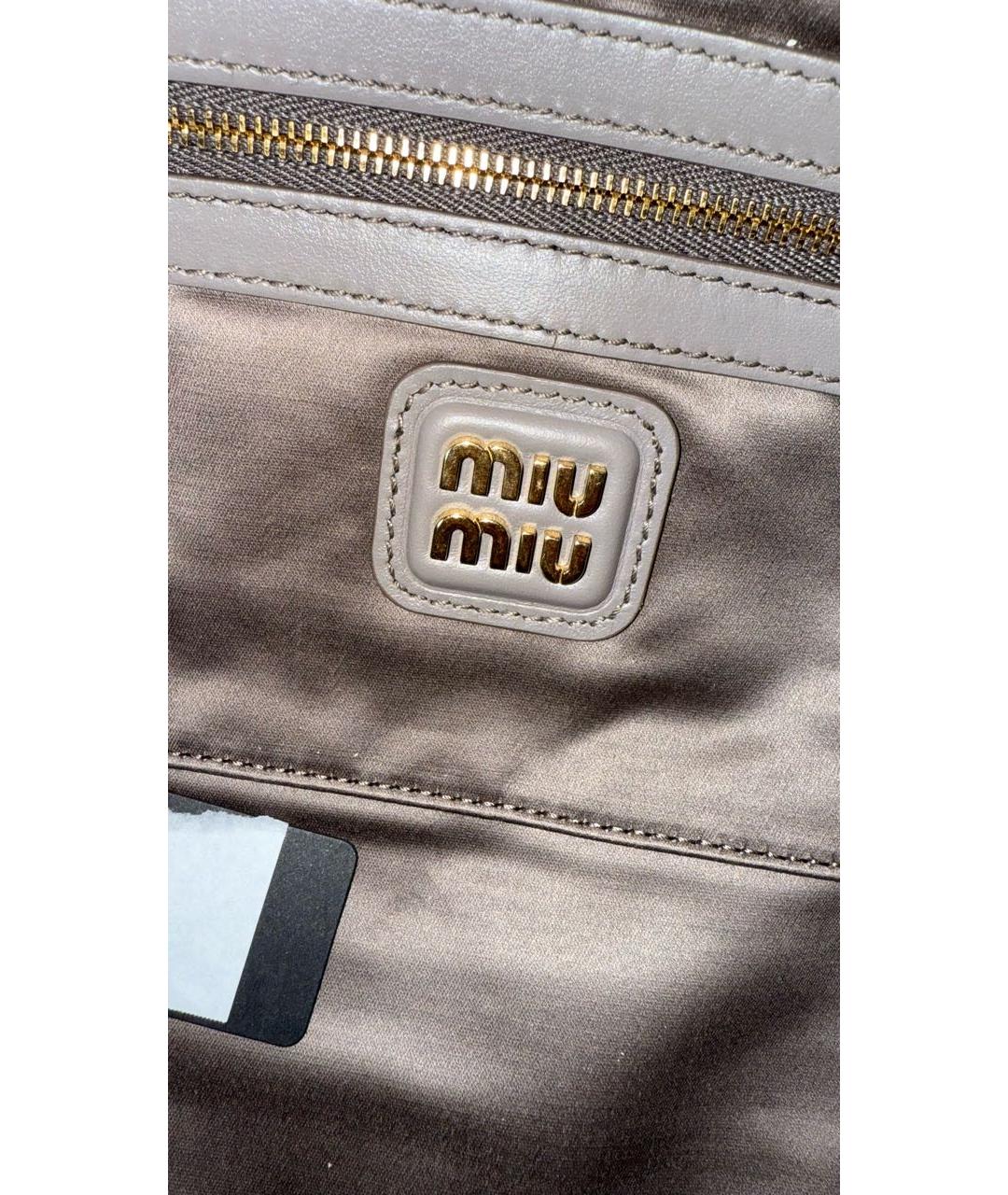 MIU MIU Антрацитовая кожаная сумка с короткими ручками, фото 8