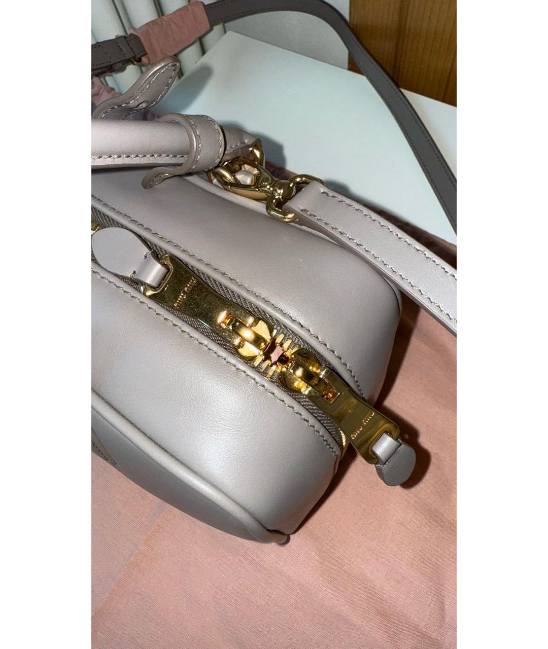 MIU MIU Антрацитовая кожаная сумка с короткими ручками, фото 5