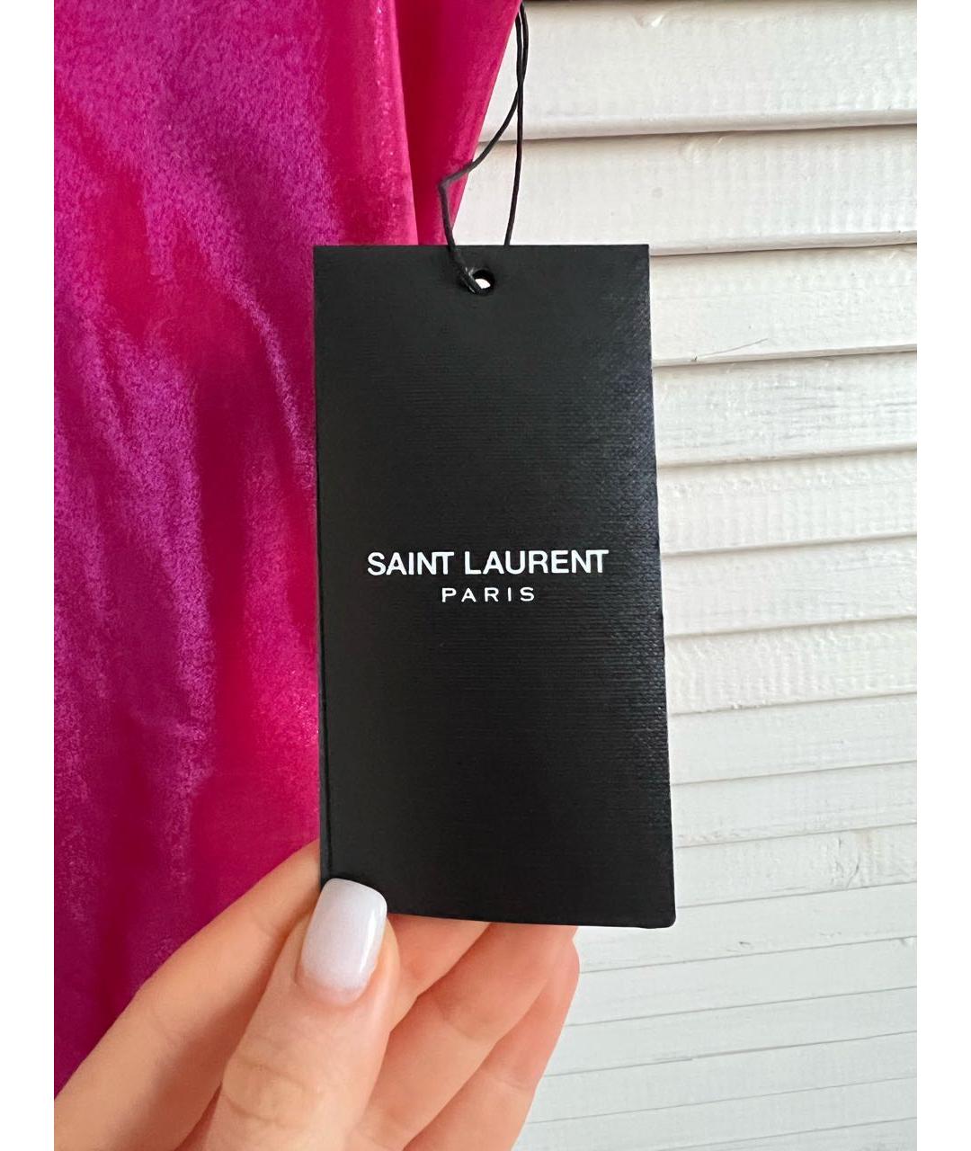 SAINT LAURENT Фуксия полиэстеровая майка, фото 6