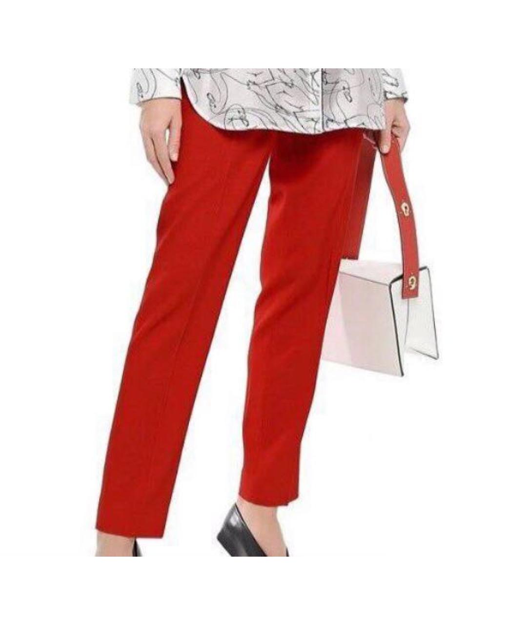 VICTORIA BECKHAM Оранжевое шерстяные прямые брюки, фото 2