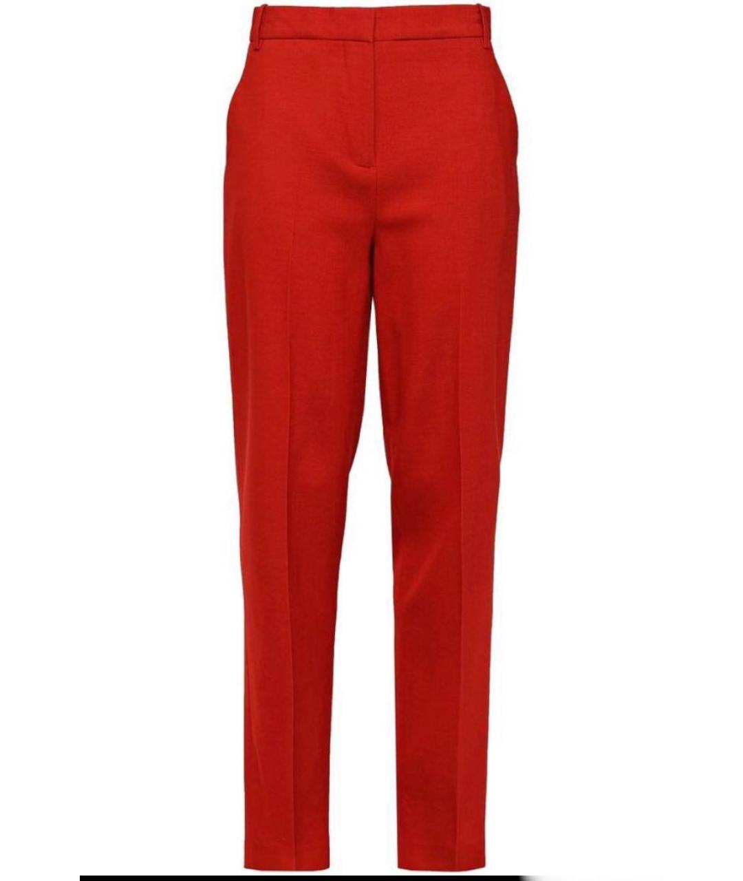 VICTORIA BECKHAM Оранжевое шерстяные прямые брюки, фото 3
