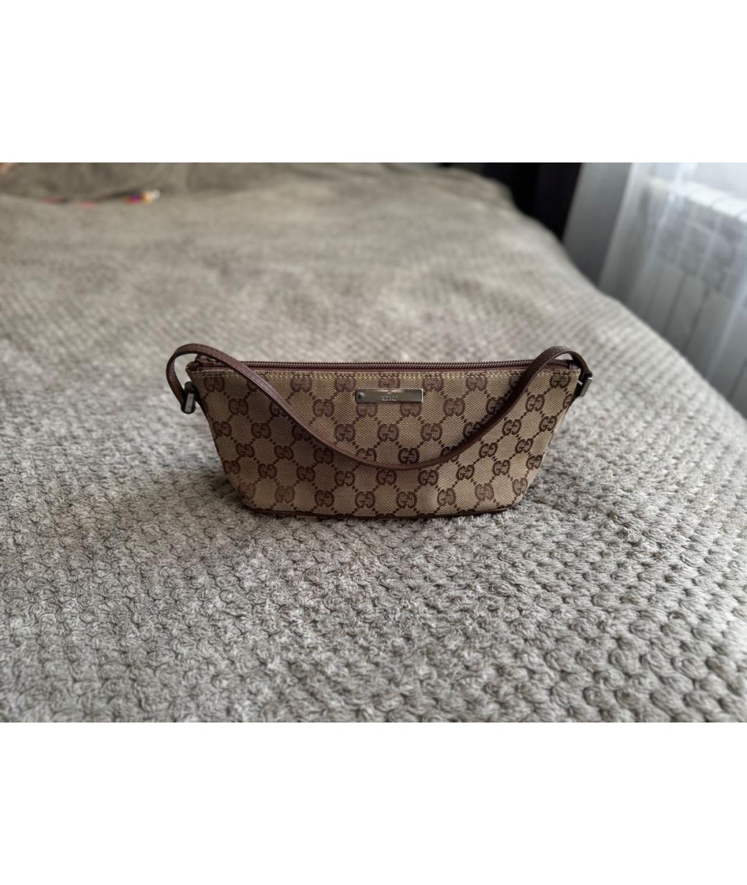 GUCCI Бежевая жаккардовая сумка с короткими ручками, фото 9