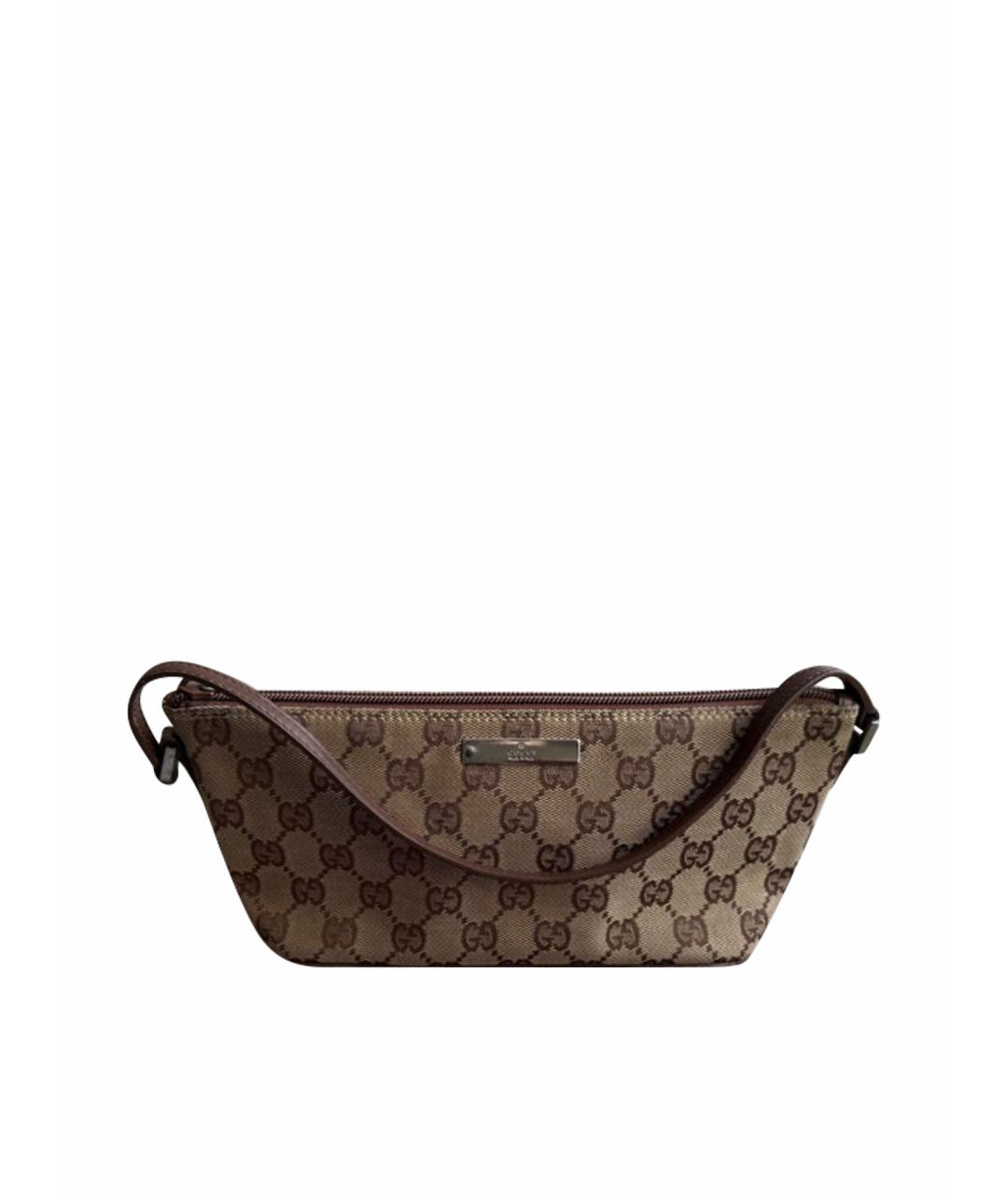 GUCCI Бежевая жаккардовая сумка с короткими ручками, фото 1
