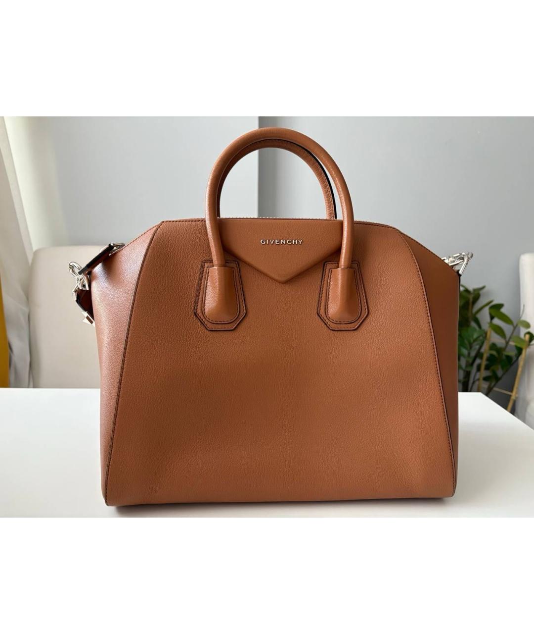 GIVENCHY Коричневая кожаная сумка с короткими ручками, фото 9