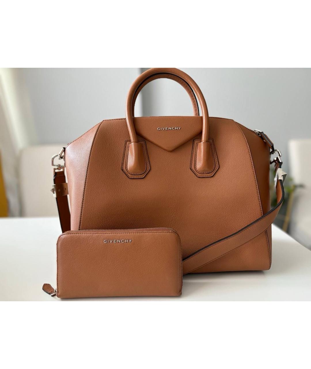 GIVENCHY Коричневая кожаная сумка с короткими ручками, фото 5