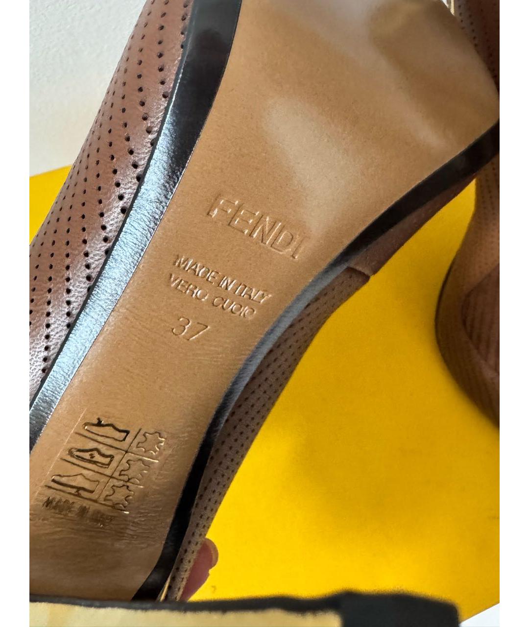 FENDI Коричневые кожаные ботильоны, фото 6