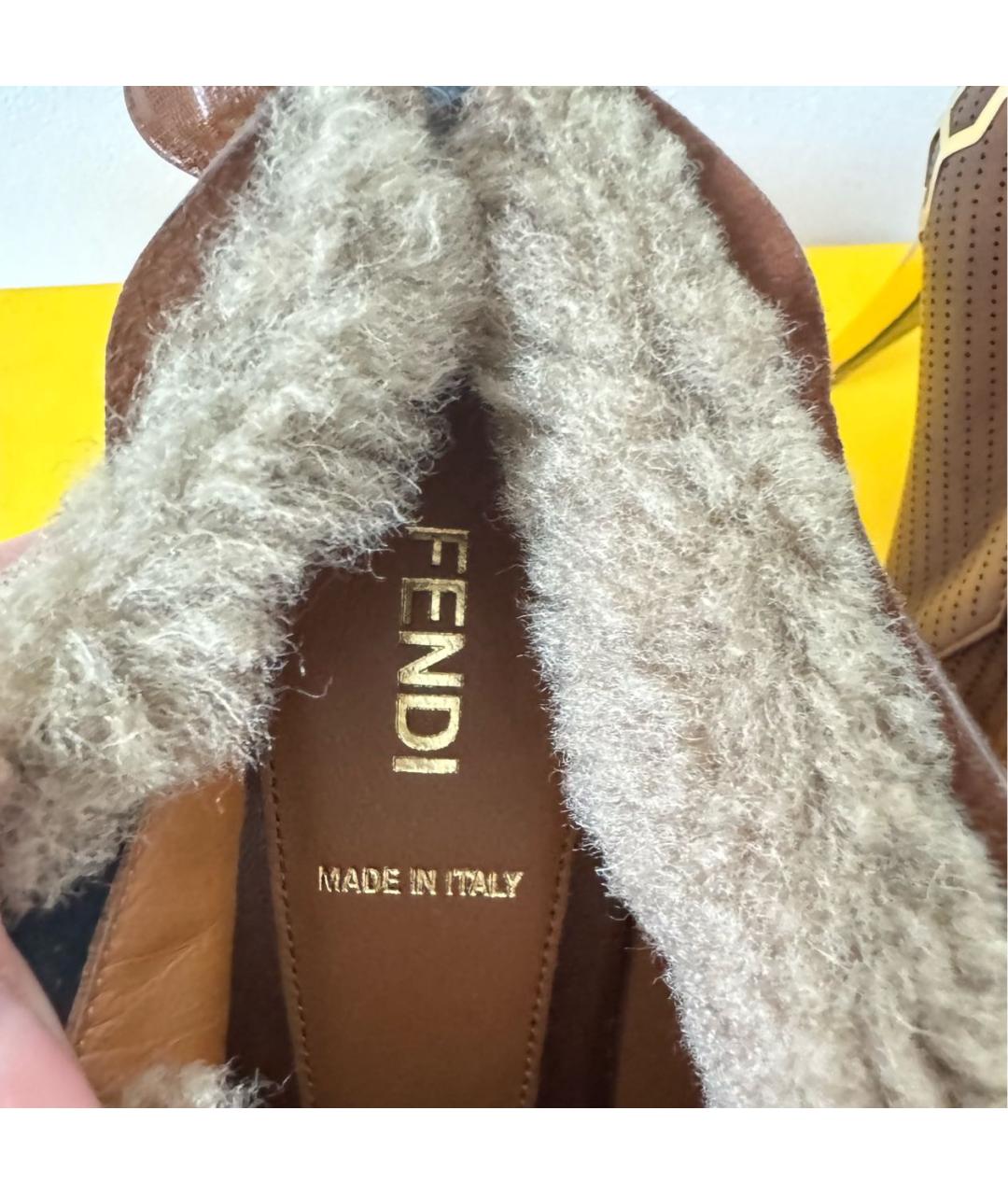 FENDI Коричневые кожаные ботильоны, фото 3