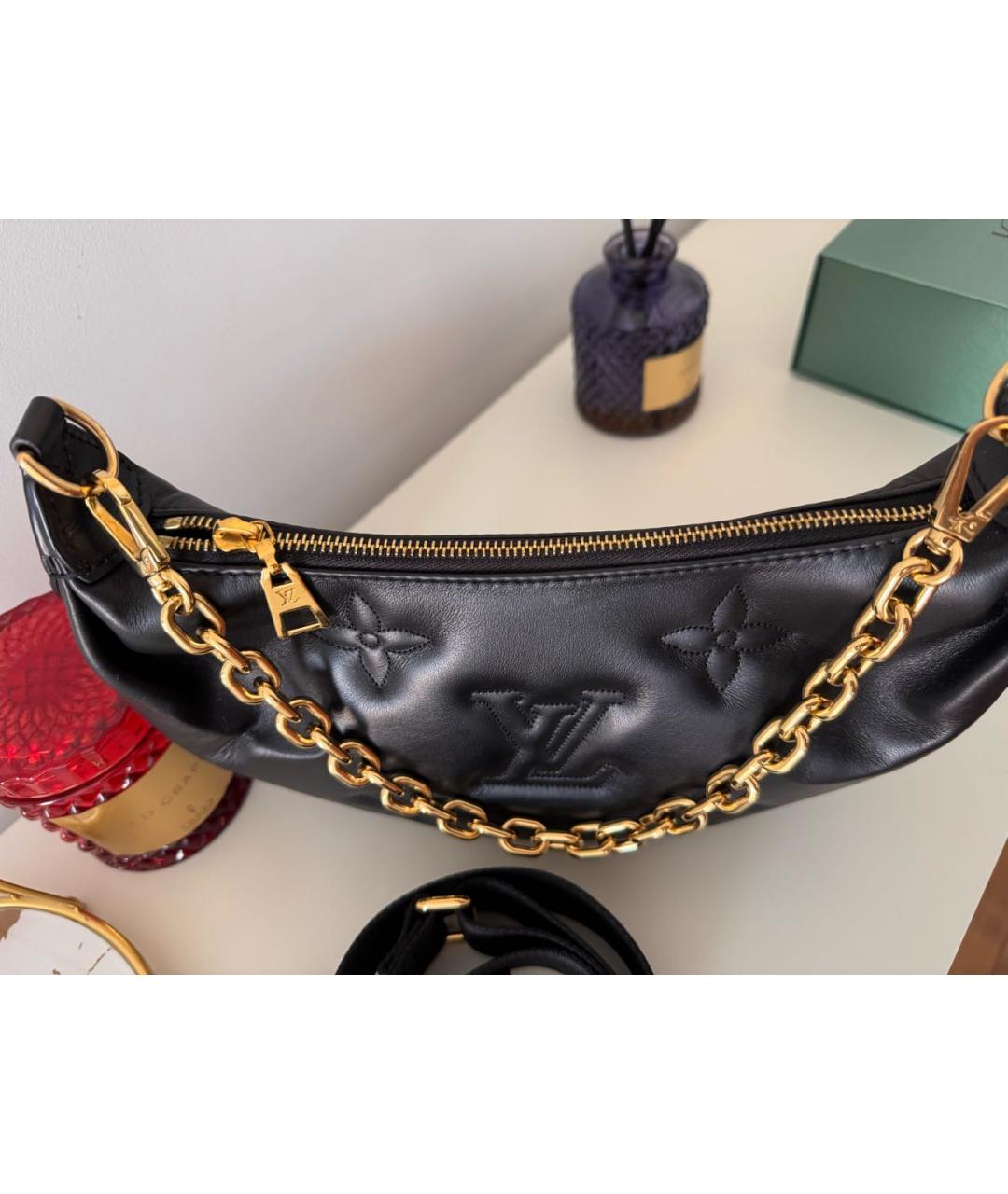 LOUIS VUITTON Черная кожаная сумка с короткими ручками, фото 5