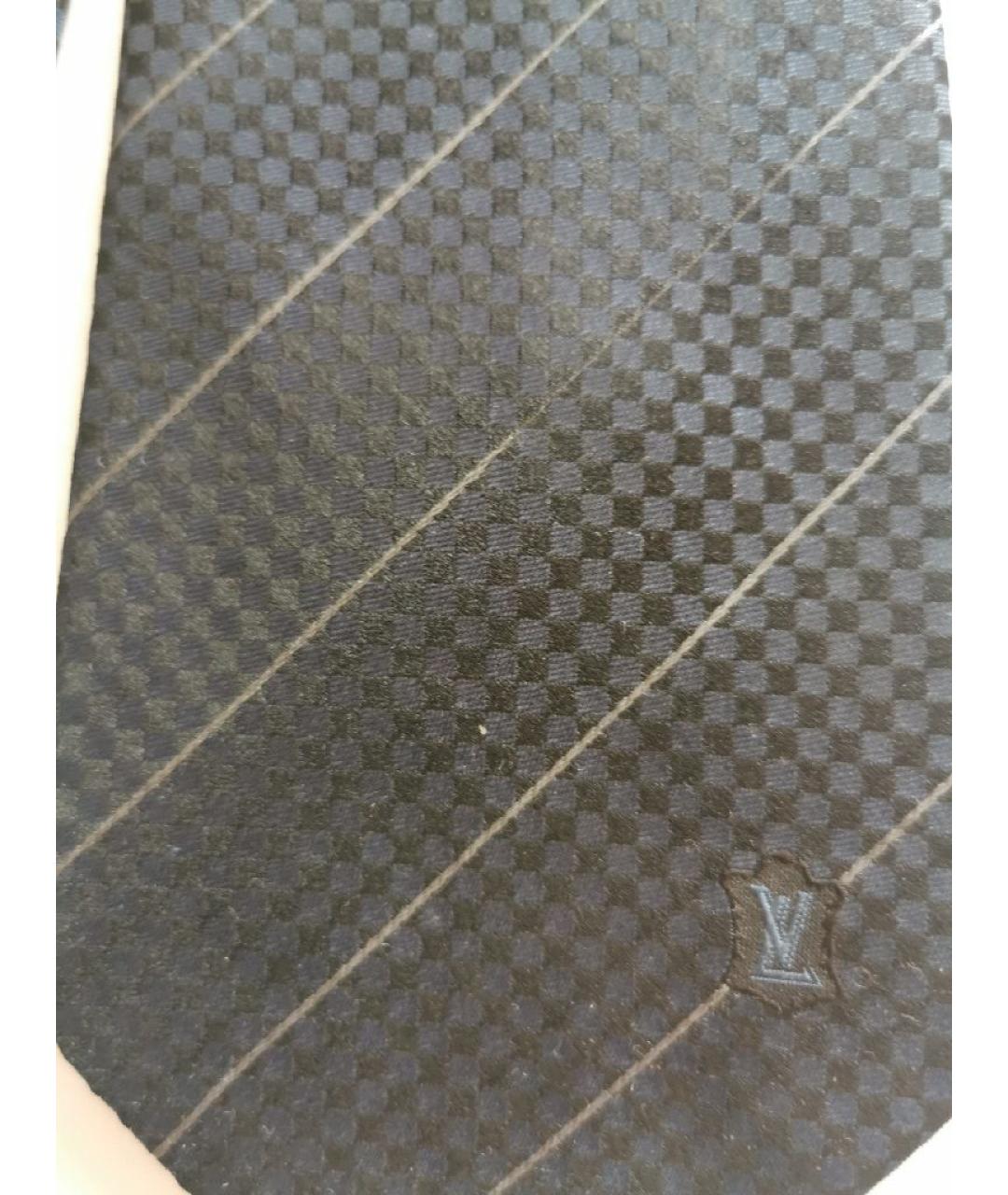LOUIS VUITTON Черный шелковый галстук, фото 4