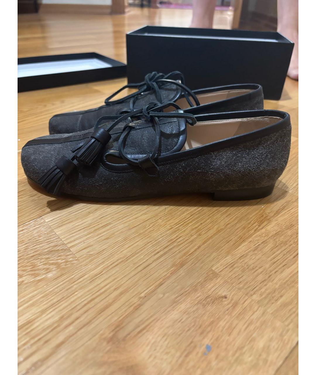 CHANEL Антрацитовые кожаные лоферы, фото 5