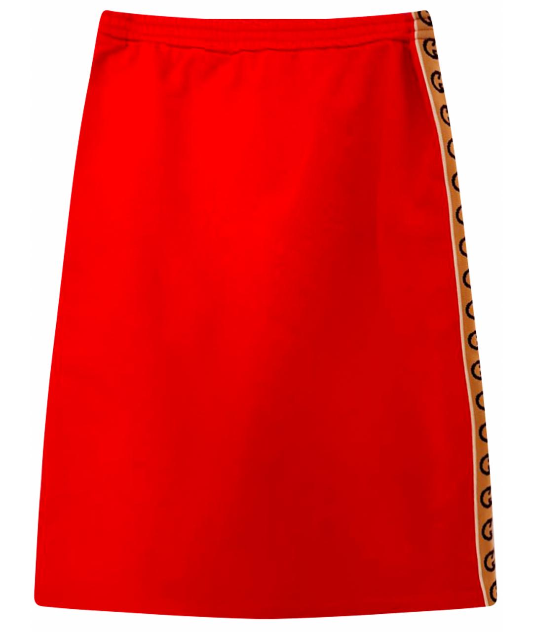 GUCCI Красная хлопковая юбка мини, фото 1