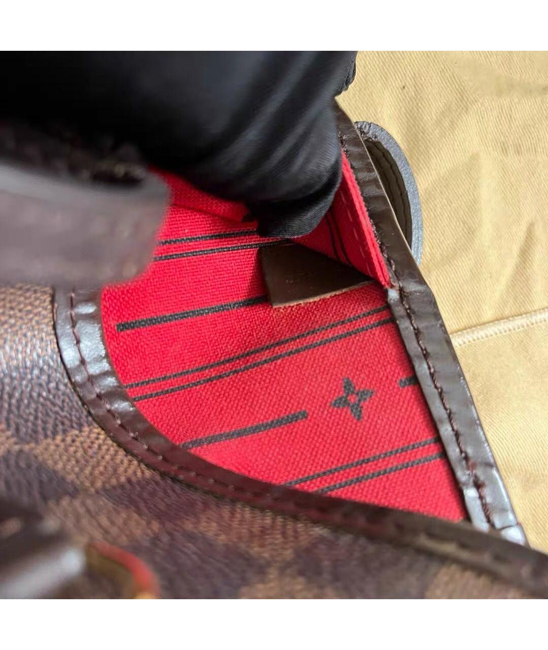 LOUIS VUITTON Коричневая кожаная сумка тоут, фото 7
