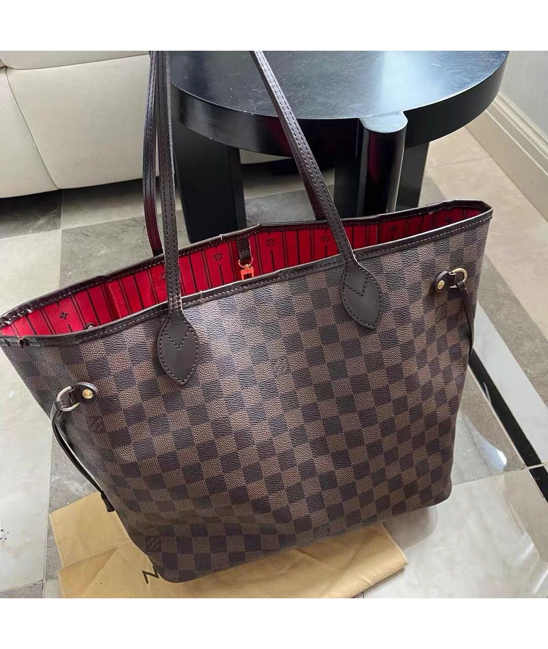 LOUIS VUITTON Коричневая кожаная сумка тоут, фото 3
