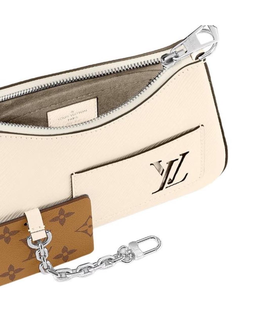 LOUIS VUITTON Бежевая кожаная сумка с короткими ручками, фото 6