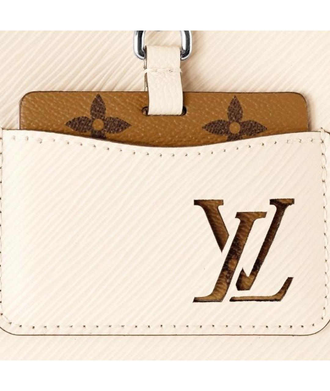LOUIS VUITTON Бежевая кожаная сумка с короткими ручками, фото 5