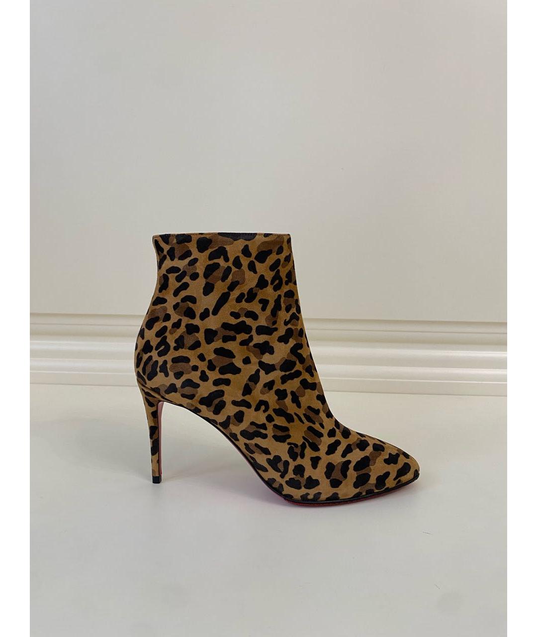 CHRISTIAN LOUBOUTIN Коричневые замшевые ботильоны, фото 8