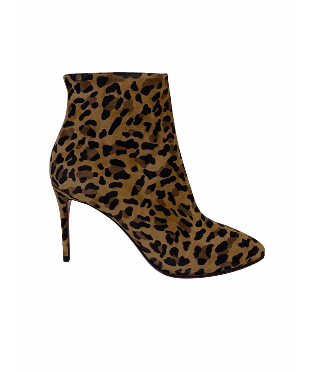 CHRISTIAN LOUBOUTIN Коричневые замшевые ботильоны, фото 1