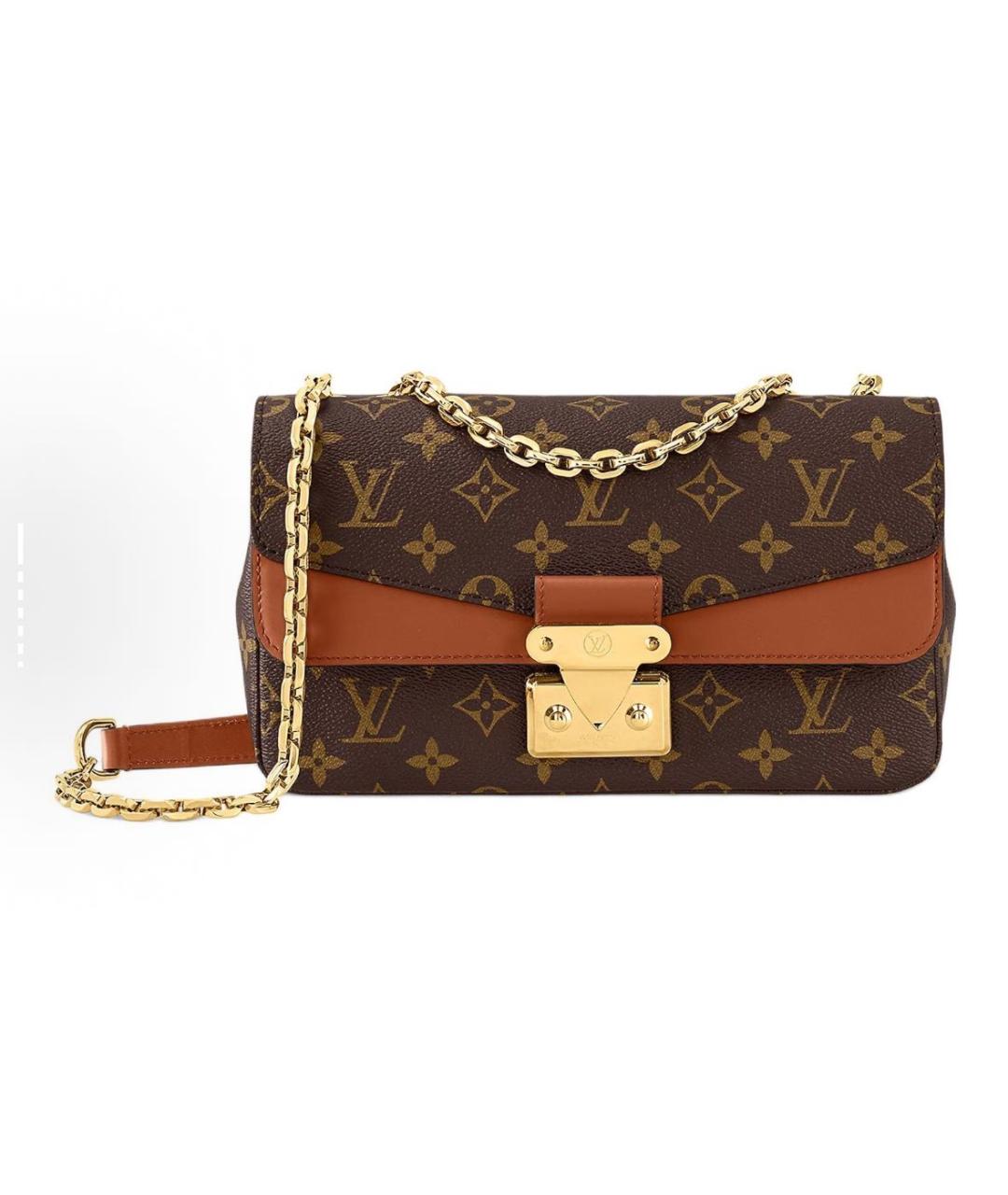 LOUIS VUITTON Коричневая кожаная сумка через плечо, фото 7