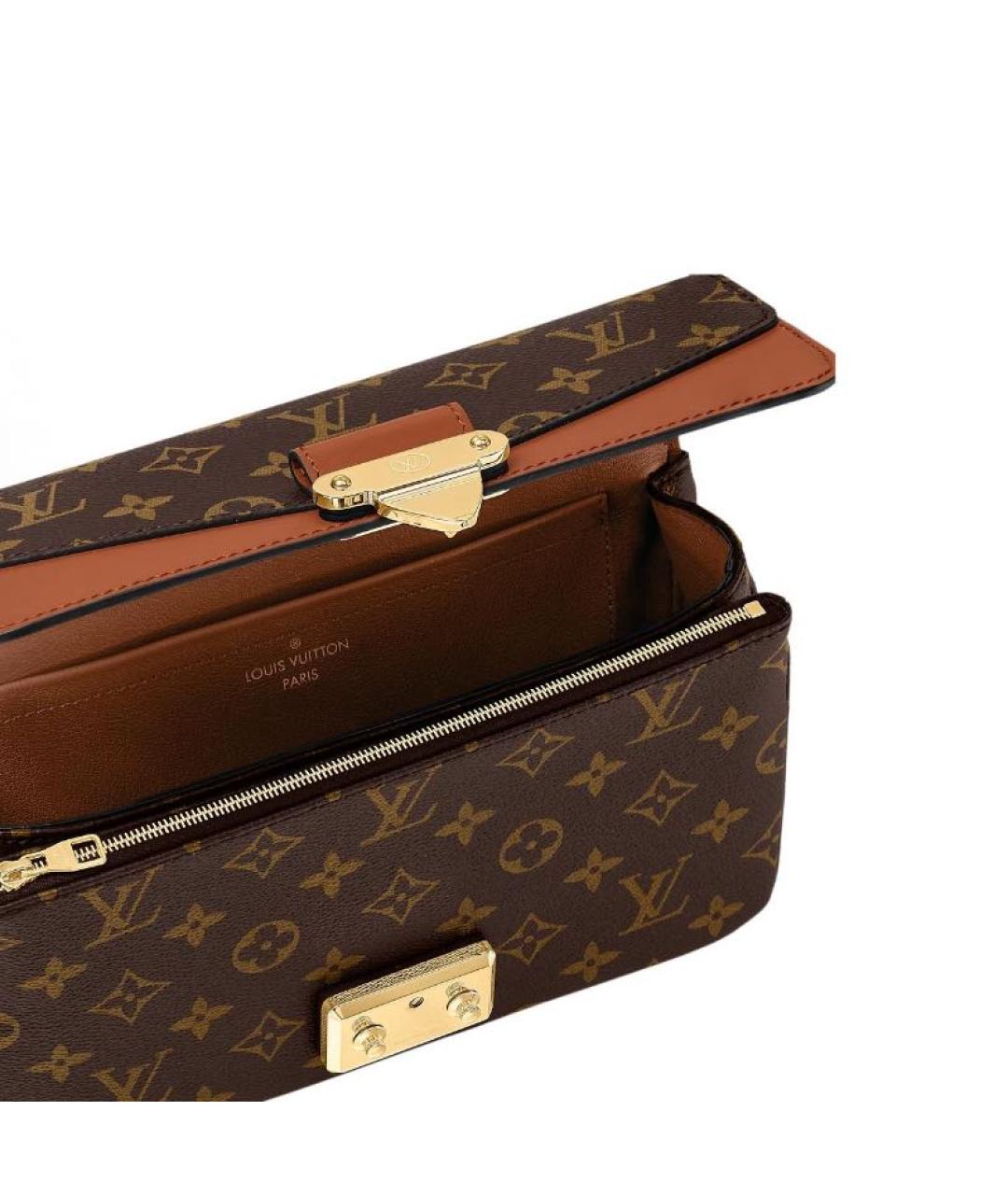 LOUIS VUITTON Коричневая кожаная сумка через плечо, фото 6