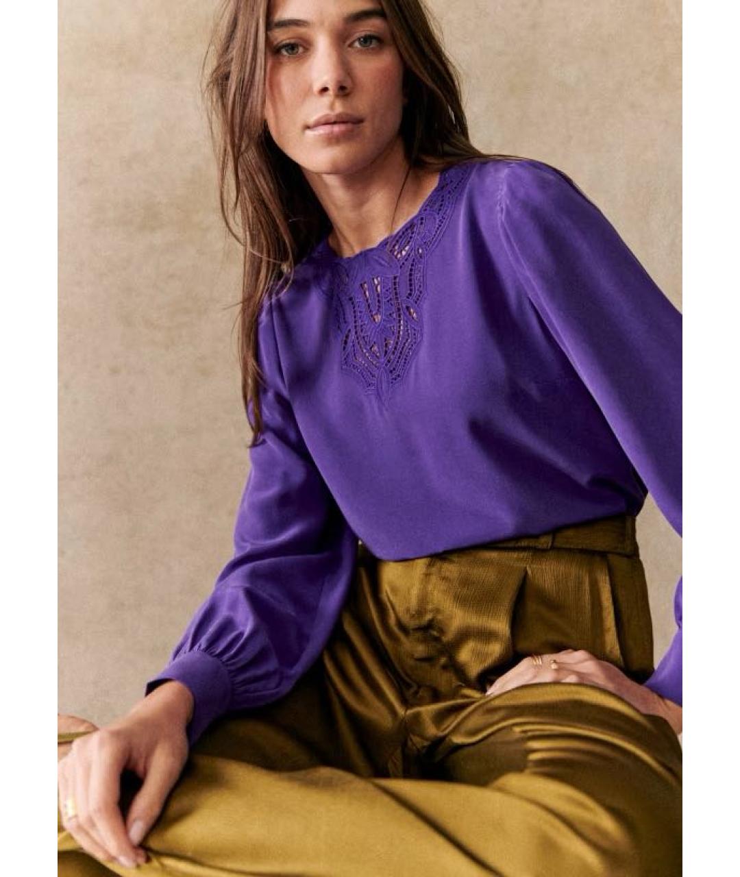 Sezane Фиолетовая шелковая блузы, фото 4