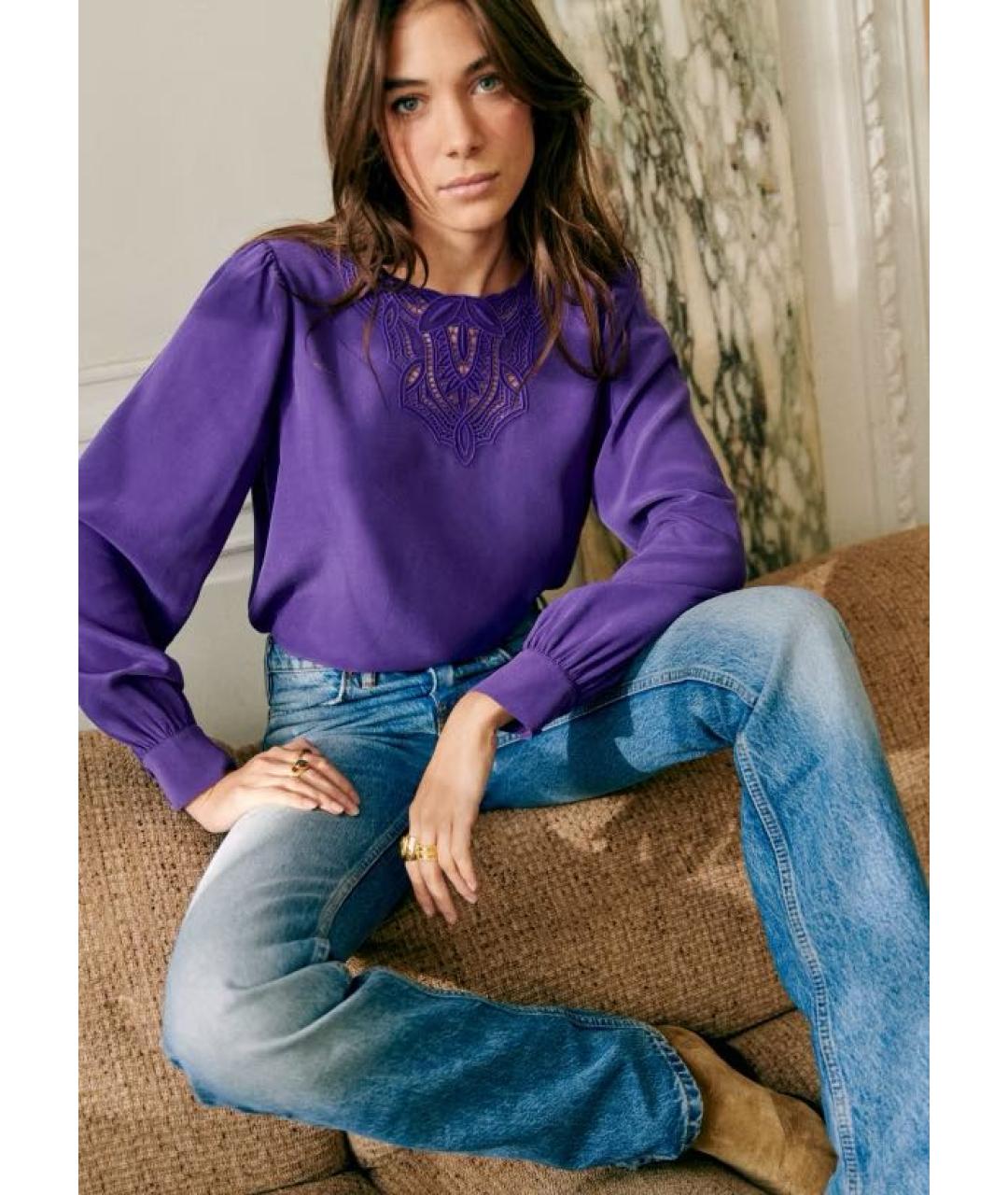 Sezane Фиолетовая шелковая блузы, фото 3