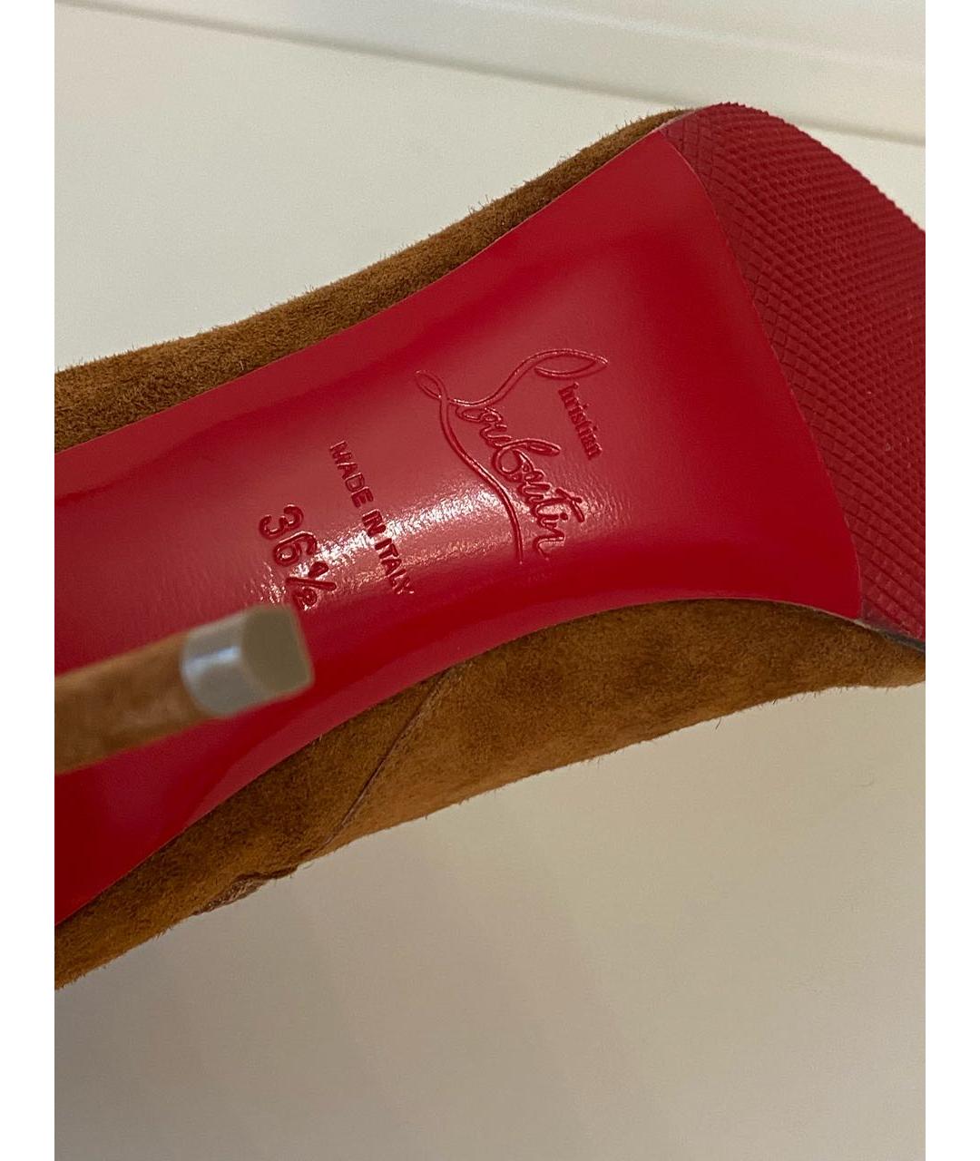 CHRISTIAN LOUBOUTIN Коричневые замшевые ботильоны, фото 5