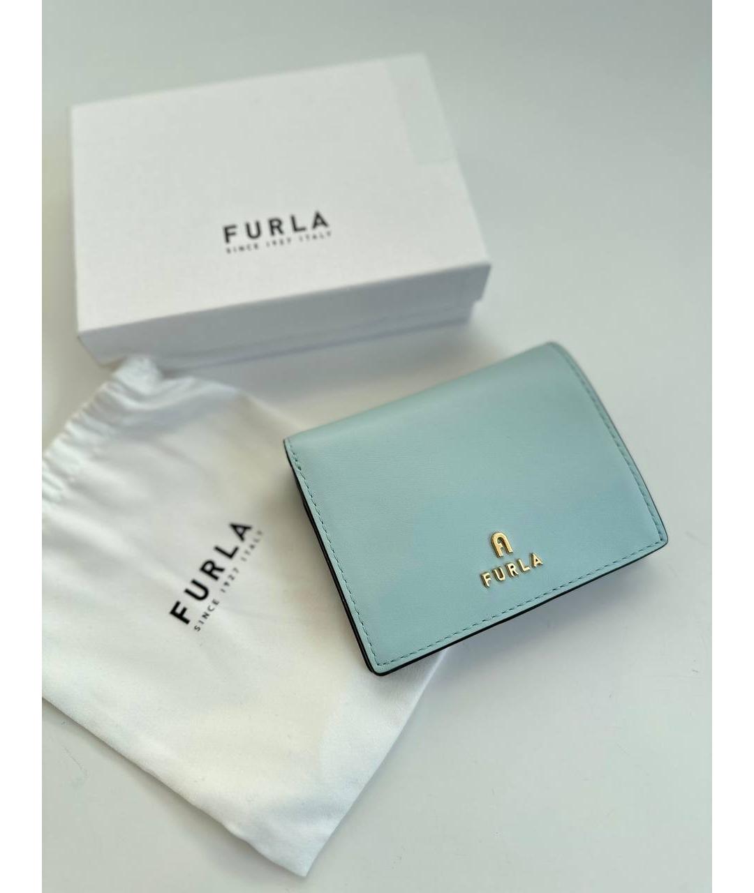 FURLA Голубой кожаный кошелек, фото 4