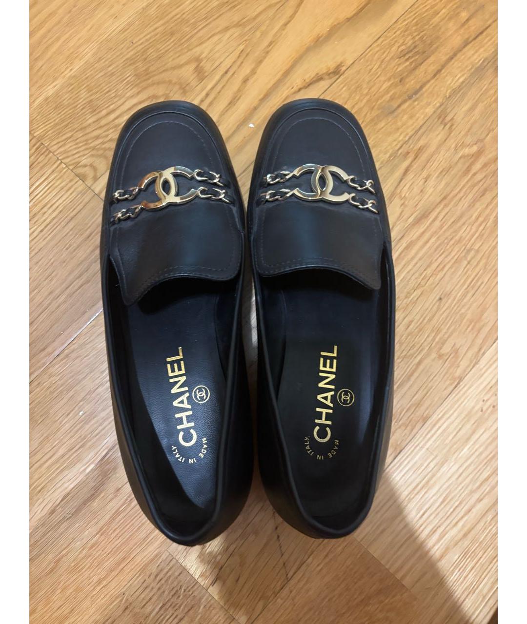 CHANEL Черные кожаные лоферы, фото 2