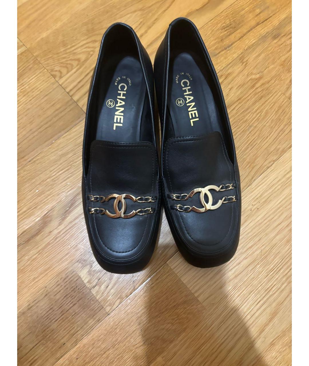 CHANEL Черные кожаные лоферы, фото 3