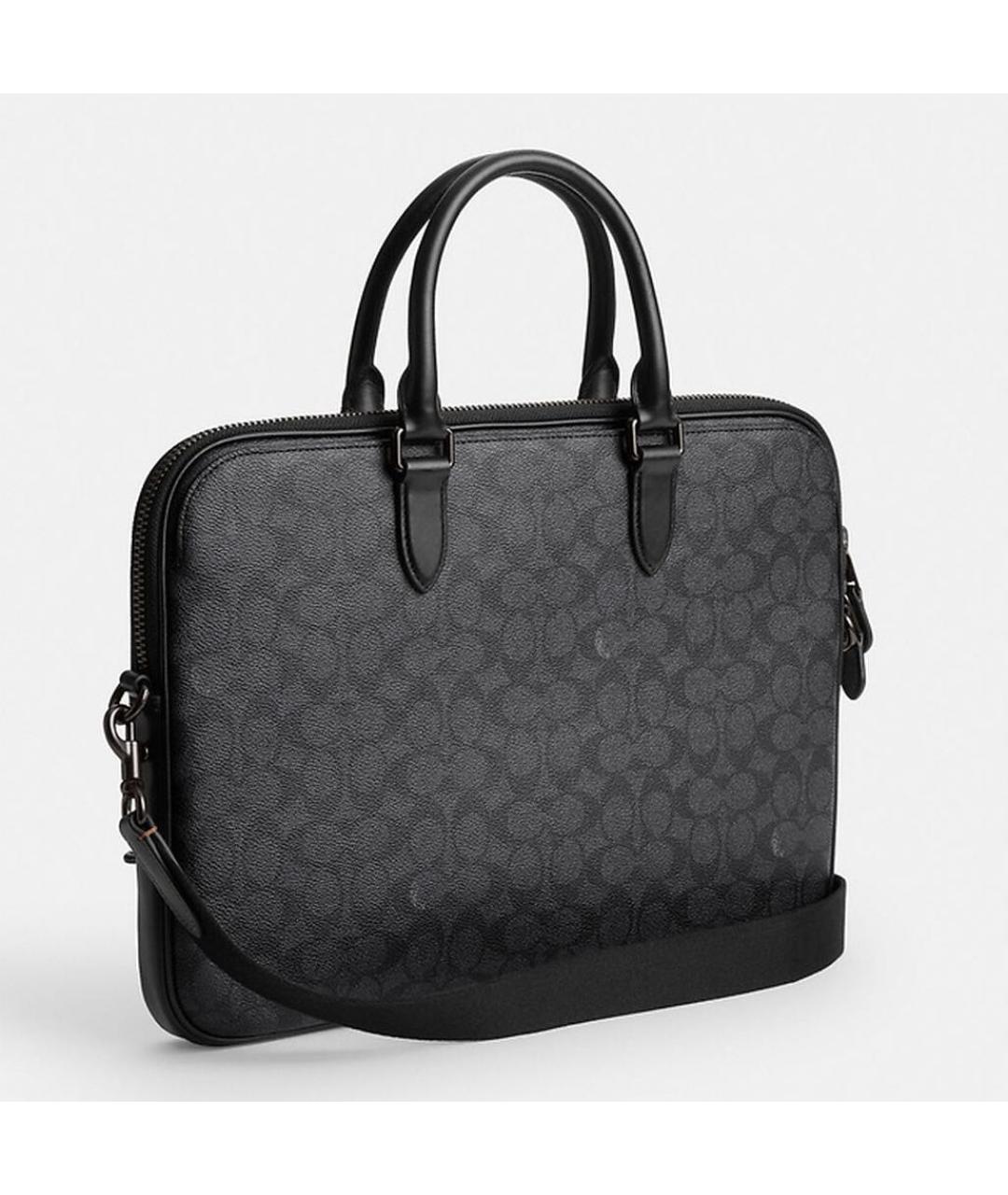 COACH Черный кожаный портфель, фото 2