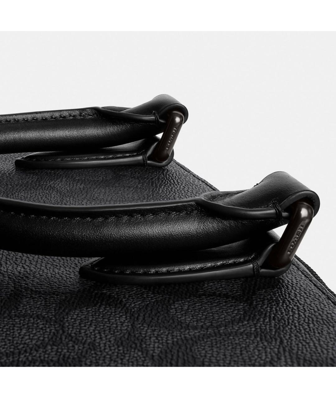 COACH Черный кожаный портфель, фото 4