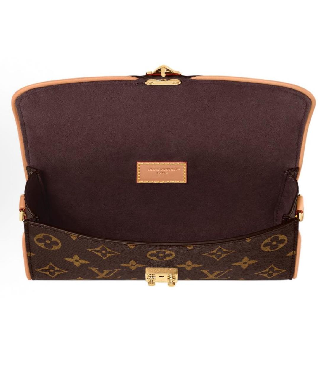 LOUIS VUITTON Коричневая кожаная сумка через плечо, фото 4
