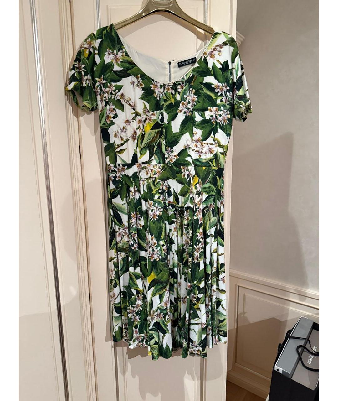 DOLCE&GABBANA Зеленые вискозное коктейльное платье, фото 4