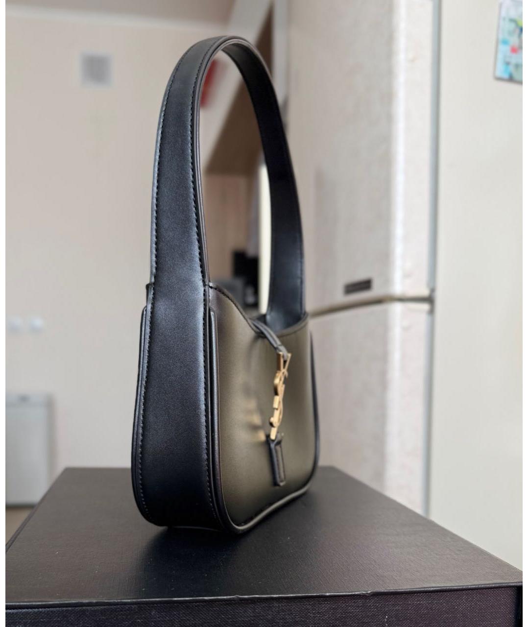 SAINT LAURENT Черная кожаная сумка с короткими ручками, фото 2