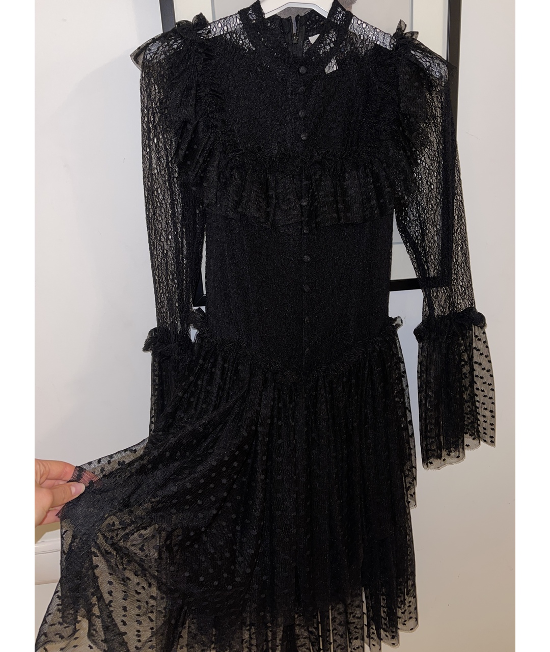 SANDRA MANSOUR Черное шифоновое повседневное платье, фото 2