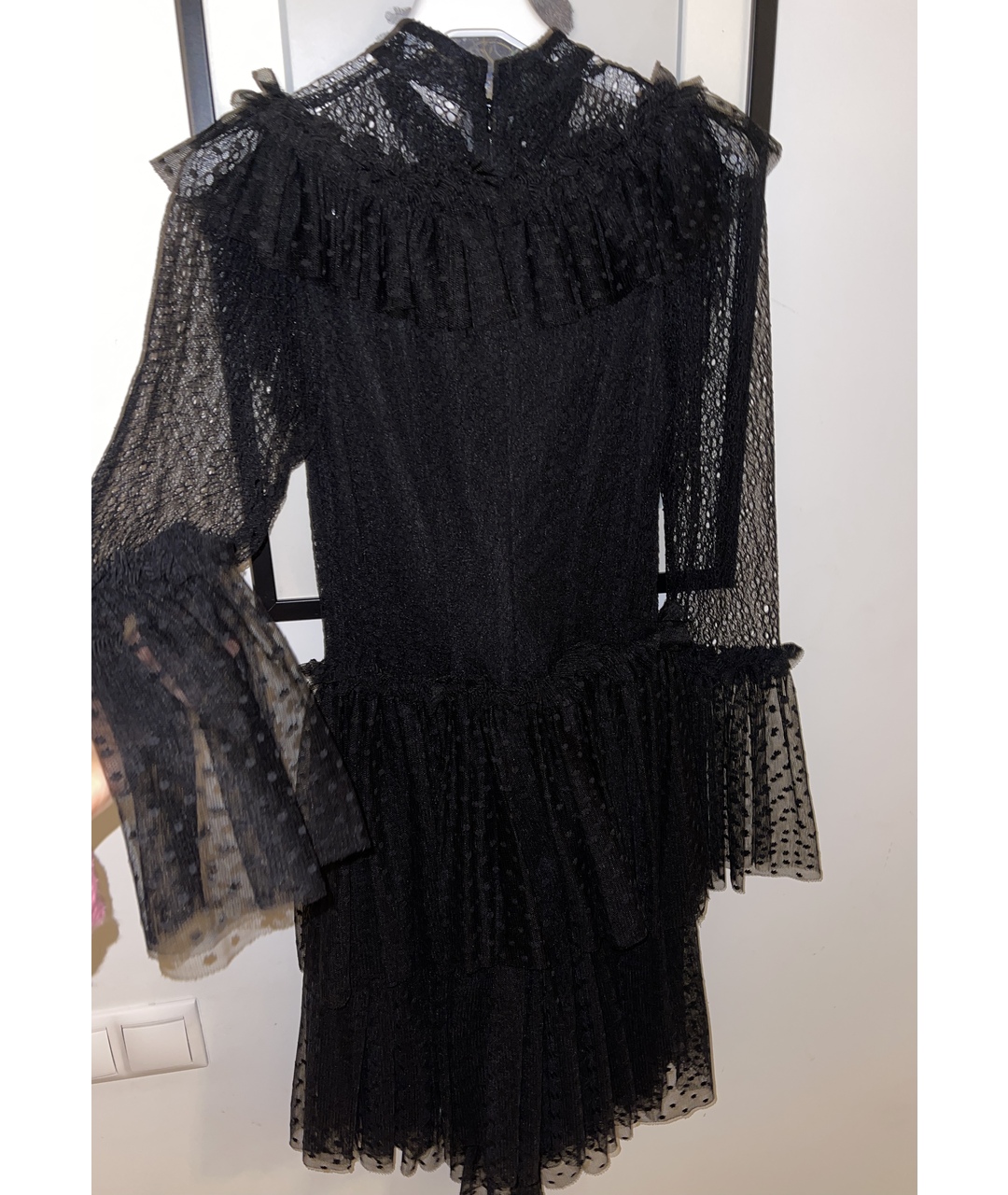 SANDRA MANSOUR Черное шифоновое повседневное платье, фото 4