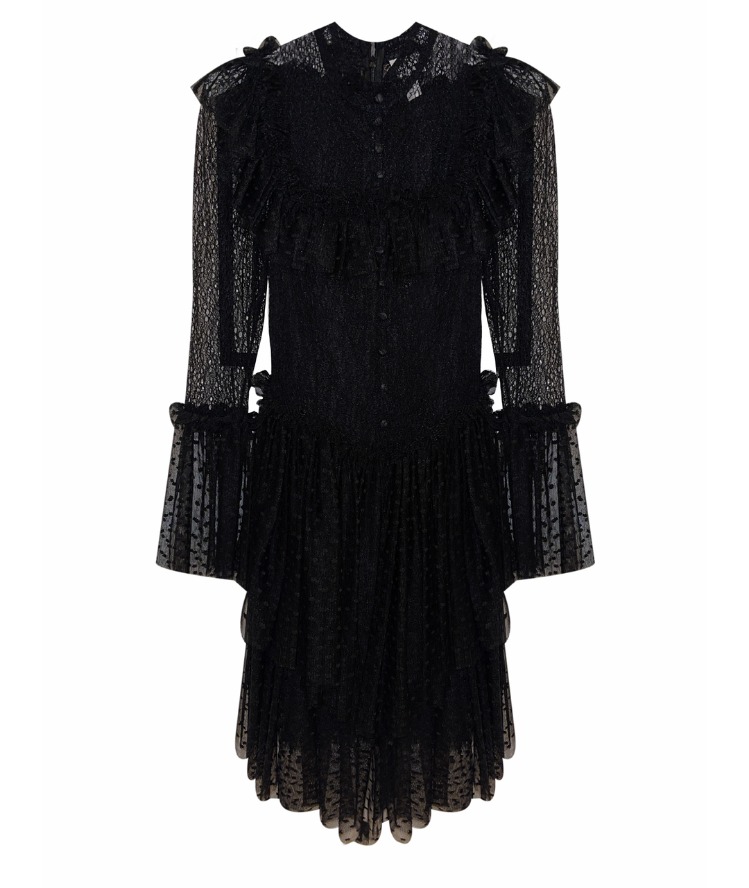 SANDRA MANSOUR Черное шифоновое повседневное платье, фото 1